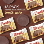 Fiorella Crunch Wafer Cookies - Delicious Chocolate Covered Crispy Thin Wafers with Layers of Hazelnut Cream Filling, Individually Wrapped, Perfect for Snacks, (Pack of 18)