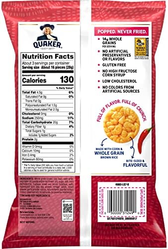 Quaker Rice Crisps, Sweet & Spicy Chili, 3.03 oz Bag