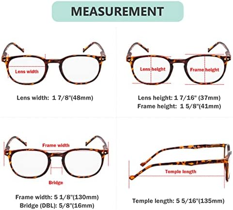 Eyekepper 5-Pack Spring Hinges 80's Classic Reading Glasses Tortoise +0.50