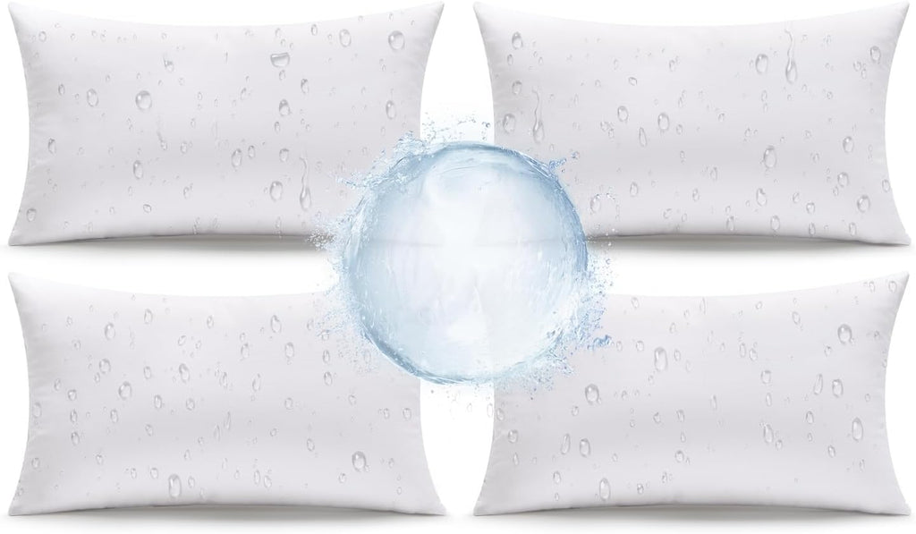 MIULEE 12x20 Outdoor Pillows,Set of 4 Throw Pillows Waterproof,Soft Support Throw Inserts Decorative Water Resistant for Patio Furniture and Garden