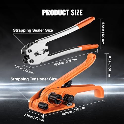 VEVOR PP Banding Strapping Kit with Strapping Tensioner Tool, Banding Sealer Tool, 328 ft Length, 100 Metal Seals, Pallet Packaging Strapping Banding Kit, Banding Packaging Strapping for Packing