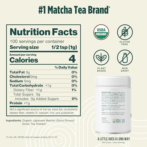 Jade Leaf Matcha Organic Ceremonial Grade Matcha Green Tea Powder - 100% Pure Japanese First Harvest Green Tea for Ceremonies, Usucha, Lattes 100g / 3.53 Ounce Tin (Pack of 1)