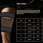 Hamstring Compression Sleeves with Adjustable Straps - Copper Infused Thigh Sleeve Support for Running Recovery & Sports - Thigh Brace for Men & Women