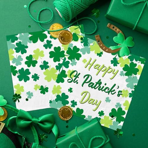 50-Piece St. Patrick's Day Party Supplies Kit – Irish Themed Set Lucky Shamrock Napkins – Accessories for Irish St. Patrick's Party Déco