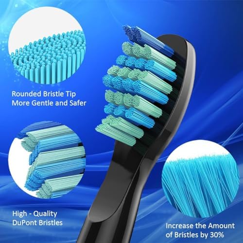 10 Pack Toothbrush Replacement Heads Compatible with Fairywill FW-507/508/515/551/917/959/2011, FW-D1/FW-D3/FW-D7/FW-D8, Most SG Series, HP126A, TB-5 Medium Soft Bristles Brush