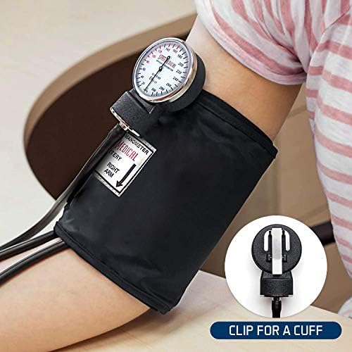 Santamedical Adult Deluxe Aneroid Sphygmomanometer - Professional Blood Pressure Monitor with Adult Black Cuff and Carrying case (Light Black) – Stethoscope Not Included
