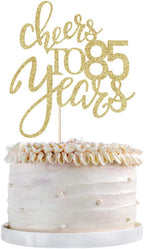 Gold Glitter Cheers to 85 years Cake topper, Happy 85th Birthday Cake Decorations,Perfect for 85 Years Cake Decorating,Wedding/Anniversary Party Decorating supplies.