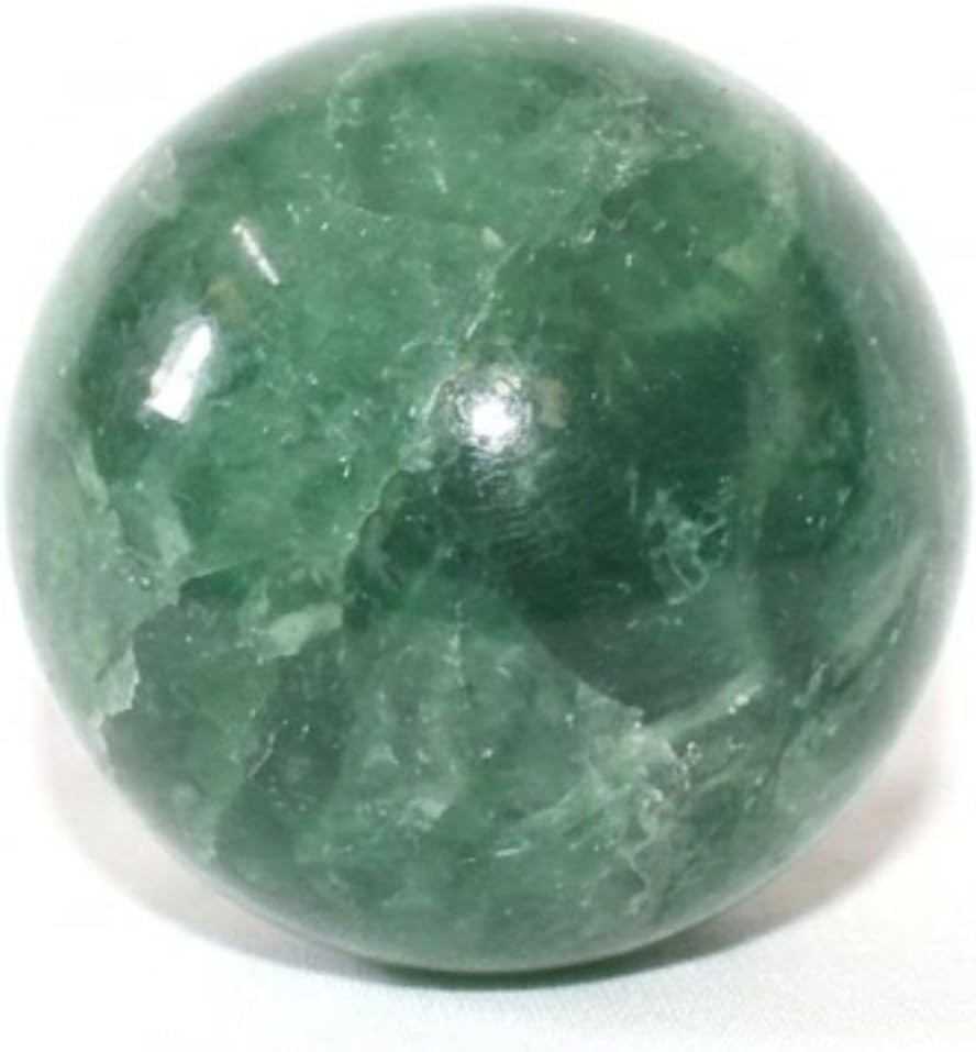 Jet Green Flourite 45-50 mm Ball Sphere Gemstone A+ Hand Carved Crystal Altar Healing Devotional Focus Spiritual Chakra Cleansing Metaphysical Jet International Crystal Image is JUST Reference