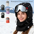 Waterproof Fleece Lined Hood, 3-in-1 Winter Windproof Full Cover Ski Mask with Goggles for Women Men