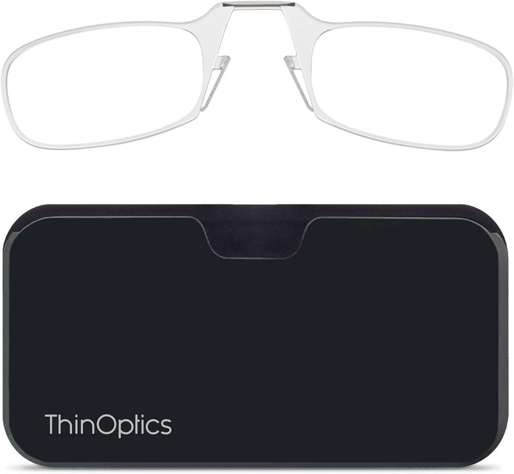 ThinOptics unisex-adult Reading Glasses + Black Universal Pod Case | Clear Frames, 2.50 Strength Readers Clear Frames / Black Case, 44 mm