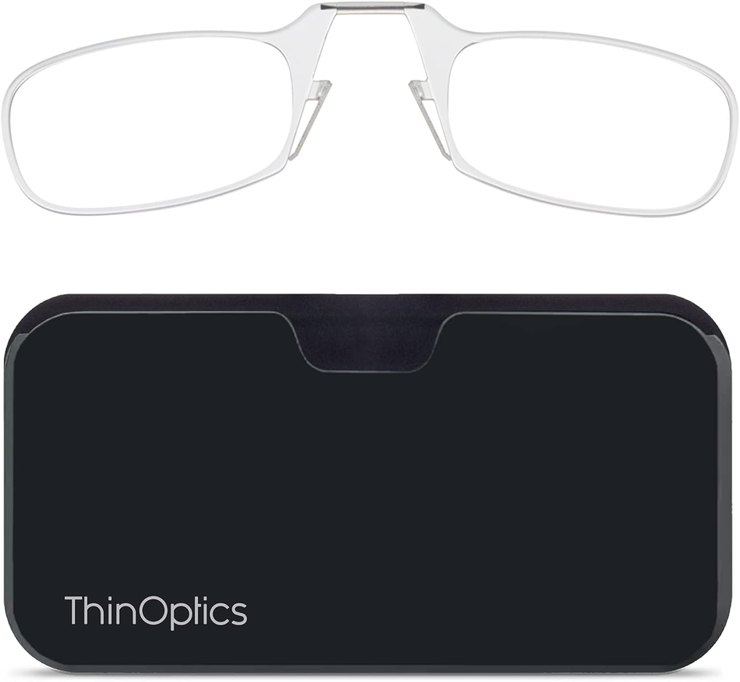 ThinOptics unisex-adult Reading Glasses + Black Universal Pod Case | Clear Frames, 2.50 Strength Readers Clear Frames / Black Case, 44 mm