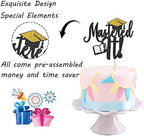 Black Glitter Mastered It Cake Topper - Master's Graduation Cake Topper - Congrats Grad/Class of 2026 Happy Graduation Party Decorations