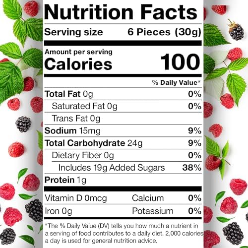 Berries Gummy Candy - 1 Pound Bulk Bag, Crunchy Red And Black Candy - Raspberry And Blackberry Berry Gummies Perfect for Dessert Decorations and Buffets, Gummy Candy Clusters