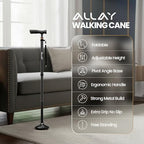 Allay Walking Canes for Men & Women - Adjustable Canes for Women for Stability, Self Standing Wide Quad Pivot Base, Light Weight, Soft Handle Grip and Travel Bag, Walking Sticks for Seniors & Adults