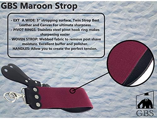 GENTS Professional 3″ x 26″ Straight Razor Strop - Premium Genuine Leather & Canvas Barber Strop with Stainless Steel Hook - Traditional Wet Shaving Razor Sharpener