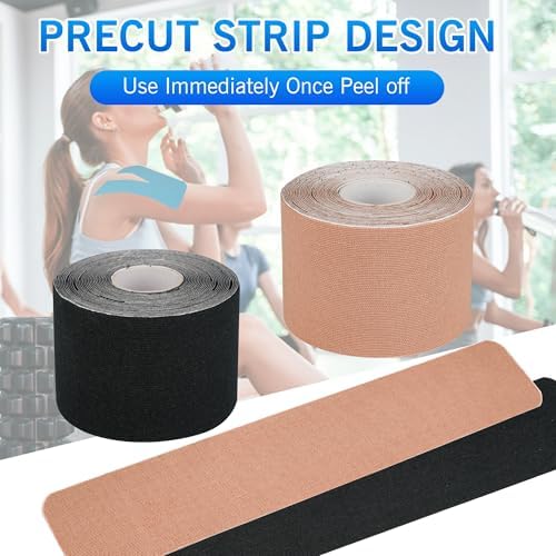 K Tape Precut Strips (40 Count, 10") | Latex-Free Kinesiology Tape for Sports | Athletic Tape Ideal for Knee, Shoulder, and Elbow Support (Pink, 5CM X 5M)