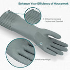 Mamison 2 Pairs Reusable Waterproof Household Dishwashing Cleaning Rubber Gloves, Non-Slip Kitchen Glove (Grey, Medium (Pack of 2))