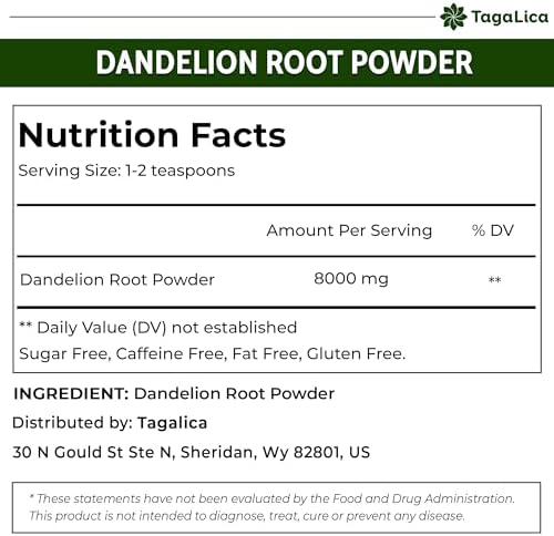 Premium 25 oz Dandelion Root Powder, 100% Natural and Pure from Dandelion Root, No Additives, No Gluten, No Sugar, Vegan
