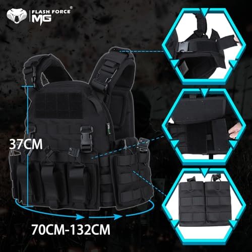MGFLASHFORCE Tactical Vest Molle Airsoft Vest for Men