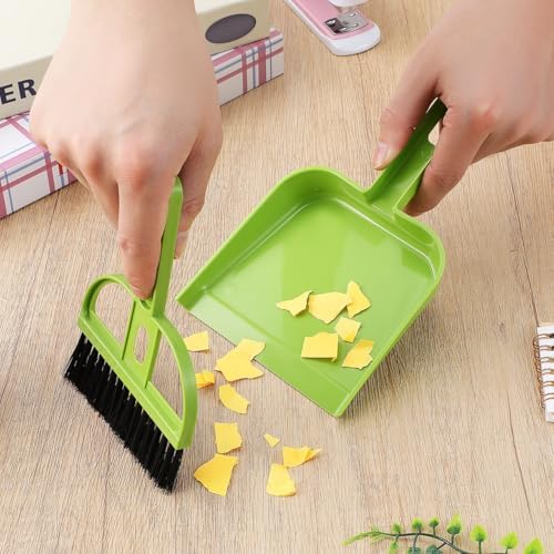 Healifty 12 Sets Dustpan Hand Broom and Shovel Small Broom and Dustpan Set for Desk Keyboard Pet - Portable Desktop Sweep Tools
