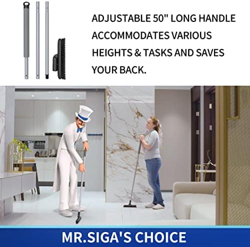 MR.SIGA Heavy Duty Grout Scrub Brush with Long Handle, Shower Floor Scrubber for Cleaning, Tile Scrub Brush with Stiff Bristles