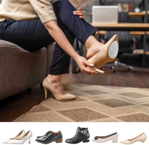 4 Pairs Clear Non Slip Shoe Pads for Heels, Anti-Slip Grip Inserts for Pumps, Stilettos & Dress Shoes, Sole Protectors Adhesive Invisible Traction Stickers for Pointed Toe Soles