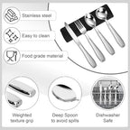 Weighted Utensils for Hand Tremors and Parkinson's Patients - 4 Piece Set of Heavy Stainless Steel Silverware for Elderly, Arthritis, Weak Hand Grip - Includes Knife,Fork,Spoons with Travel Bag,7 Oz