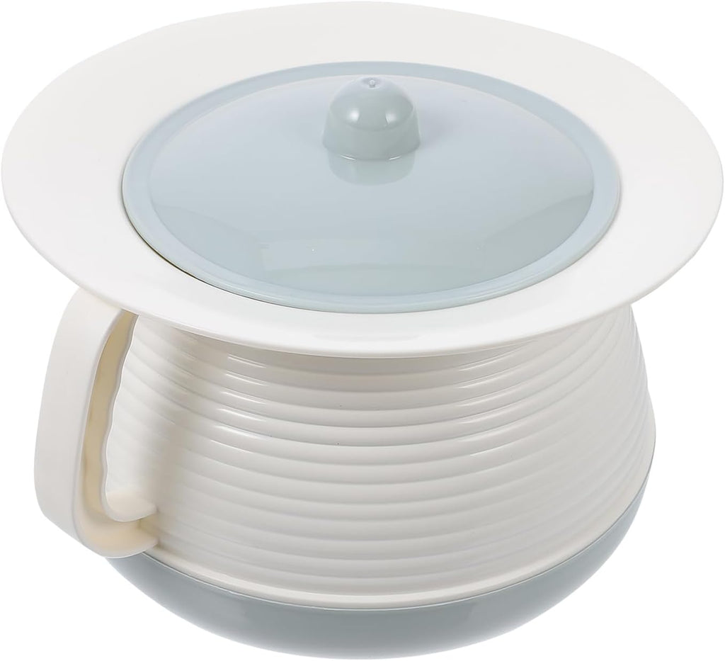 KALLORY Portable Spittoon with Lid 8.07X8.07X5.31In Covered Chamber Pot Night Urinal for Home and Hospital Use Adult Bedpan Urine Bucket