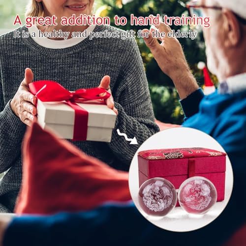 2Pcs 3D Crystal Baoding Balls with Storage Box Dual Dragons Design Hand Therapy Balls Transparent Stress Relief Balls Chinese Meditation Balls for Muscle Relaxation Hand Exercise