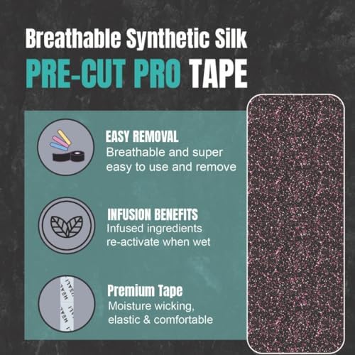 Heali Kinesiology Tape with Magnesium and Menthol, 20 Pcs Precut Strips, K Tape Roll, Knees, Physical Therapy Sports Tape for Muscles and Joints, Water Resistant, Pink Splatter