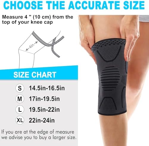 Double Couple 2 Pack Copper Knee Brace Knee Compression Sleeve Support for Men Women Knee Pain Working Out Running Sport Arthritis