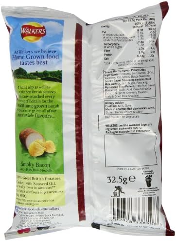 Walkers Smoky Bacon Crisps 32.5 g (Pack of 48)