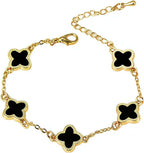 Black Titanium Steel Bracelet Four-Leaf Clover Bracelet Simple Design Style Exquisite Enamel Jewelry Lucky Symbol Jewelry Gift for Women