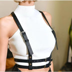 BAQOEYII Punk Leather Harness Belt,Women’s Adjustable PU Leather Body Harness,For Festival,Streetwear Layering Accessory