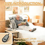 Electric Lifting Backrest for Bed, Adjustable Power Recliner Bed with Remote Control, 2°-80° Adjustable Angle, with Handrail Fence&Headrest Cushion, Suitable for Pregnancy&Elderly&Patients