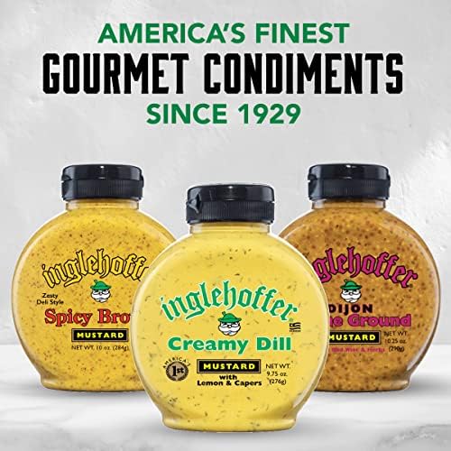 Inglehoffer Creamy Dill Mustard 9.75 oz, Savory Mustard with Dill, Lemon & Capers