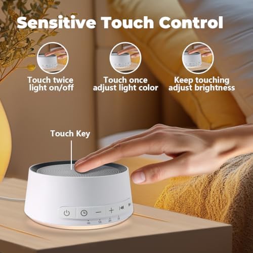 Sound Machine Night Light White Noise Machine with 30 Soothing Sounds 12 Colors Night Light Sleep Machine for Baby Kids Adults Brown Pink Nosie Machine with 32 Volume Levels for Office Home Travel