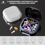 ONTERATE Small Pill Case, Travel Pill Organizer, Small Pill Box, Pill Container for Purse 4 Compartments, Daily Compact Travel Medicine Holder for Vitamins Medication (Pink)