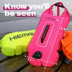 Swim Buoy for Open Water with Dry Bag 15L - Fully Waterproof Swim Bubble - Be Safe with Higher Visibility, Toughened Nylon and Rest Handle Swimming Buoy - Open Water Buoy for All Season Swimmers