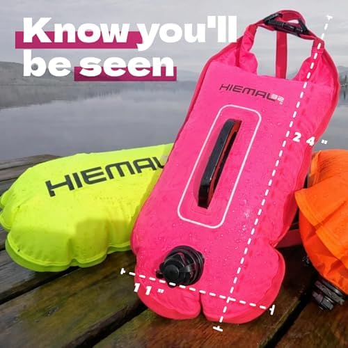 Swim Buoy for Open Water with Dry Bag 15L - Fully Waterproof Swim Bubble - Be Safe with Higher Visibility, Toughened Nylon and Rest Handle Swimming Buoy - Open Water Buoy for All Season Swimmers
