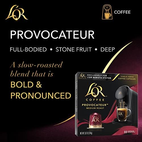 L'OR Coffee Pods, 10 Count Provocateur Medium Roast Blend, Single-Serve Aluminum Coffee Capsules Compatible with the L'OR BARISTA System, 10 count (Pack of 1)