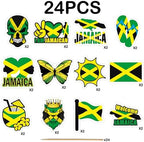 Jamaican Dessert Cupcake Toppers Party Supplies - Jamaica Paper Straw Decor Party Favors - Jamaican Baby Shower or Birthday Party Decorations - Set of 24 Counts