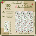 Jetec 100 Pcs Christmas Paper Napkins Disposable Berries Pine Guest Napkin 2 Ply Holly Berries Napkin Xmas Party Greenery Dinner Cocktail Hand Towels for Winter Holiday Kitchen Supplies
