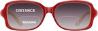 JM Classic Bifocal Reading Glasses Square Stylish Gradient Sunglasses Readers for Women +2.25 Red
