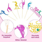 43 Pieces Gymnast Cake Toppers Glitter Gymnastics Cake Decorations Gymnastics Cupcake Toppers Gymnast Party Decorations Gymnastics Silhouette Cake Decorations for Baby Shower Party Supplies