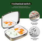 Dynippy Pill Case Pill Box with Mirror Retro Pocket 2 Compartment Medicine Case Vitamin Pill Organizer for Pocket Purse and Travel (A-Retro)
