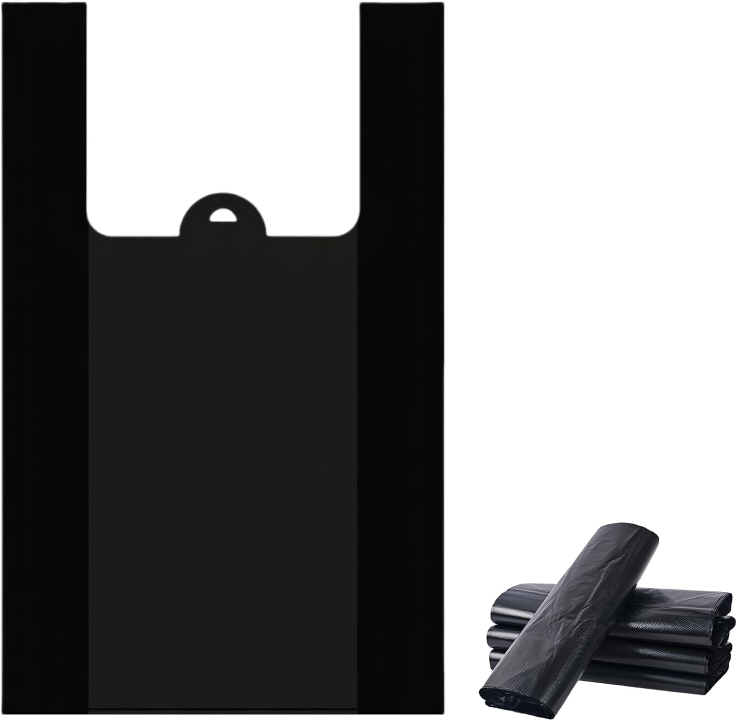 100 Count Black Small T-Shirt Trash Bags with Handles,Perfect for Dogs&Cats Poop Bags,Car Trash Bags (100)
