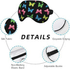 Rainbow Butterfly Sleep Mask Eye Mask Black Blue Pink Purple Butterfly Sleep Mask Light Blocking Adjustable Smooth Soft Eye Masks for Women Deep Rest Travel