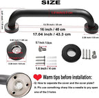 2 Pack Grab Bars 16 Inch, iMomwee Black Bathroom Handle for Elderly, Stainless Steel Safety Bars for Showers and Walls, Handicap Shower Rail Grab Bar, Balanced Support Bars for Senior Disabled