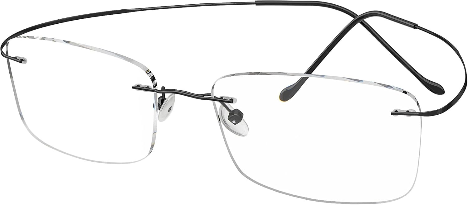 Eyekepper Titanium Rimless Reading Glasses Readers Men Black